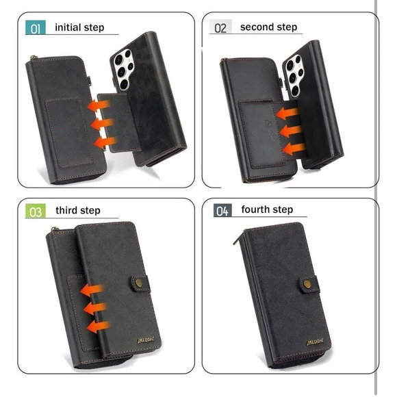 Wallet Case For Samsung Galaxy S23 Ultra Multi Function Detachable Magnetic - Picture 8 of 10